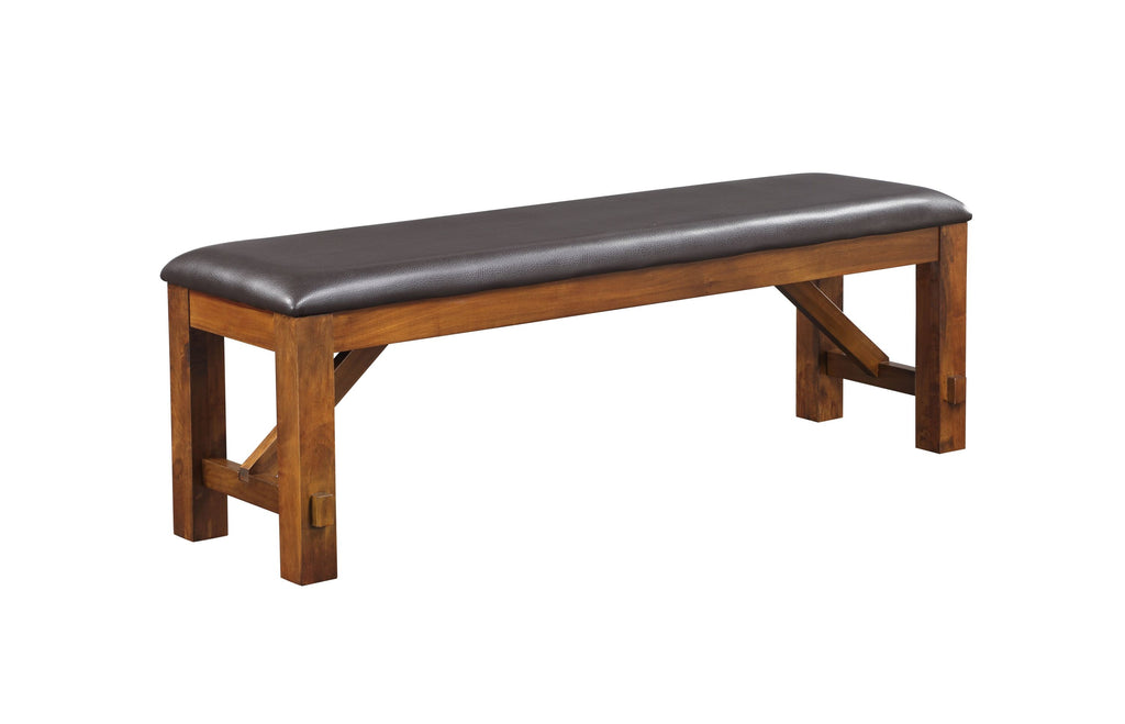 Espresso and Walnut Bench with Padded Seat - Grand Goldman Shop