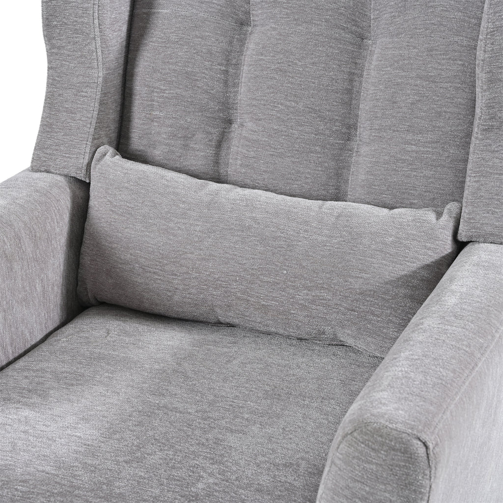 Modern Accent Chair Chenille Arm Chairs for Living Room Upholstered Comfy Soft Padded Lounge Chair with Pillow Solid Wood Leg Gray - Grand Goldman Shop