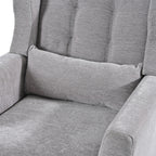 Modern Accent Chair Chenille Arm Chairs for Living Room Upholstered Comfy Soft Padded Lounge Chair with Pillow Solid Wood Leg Gray - Grand Goldman Shop