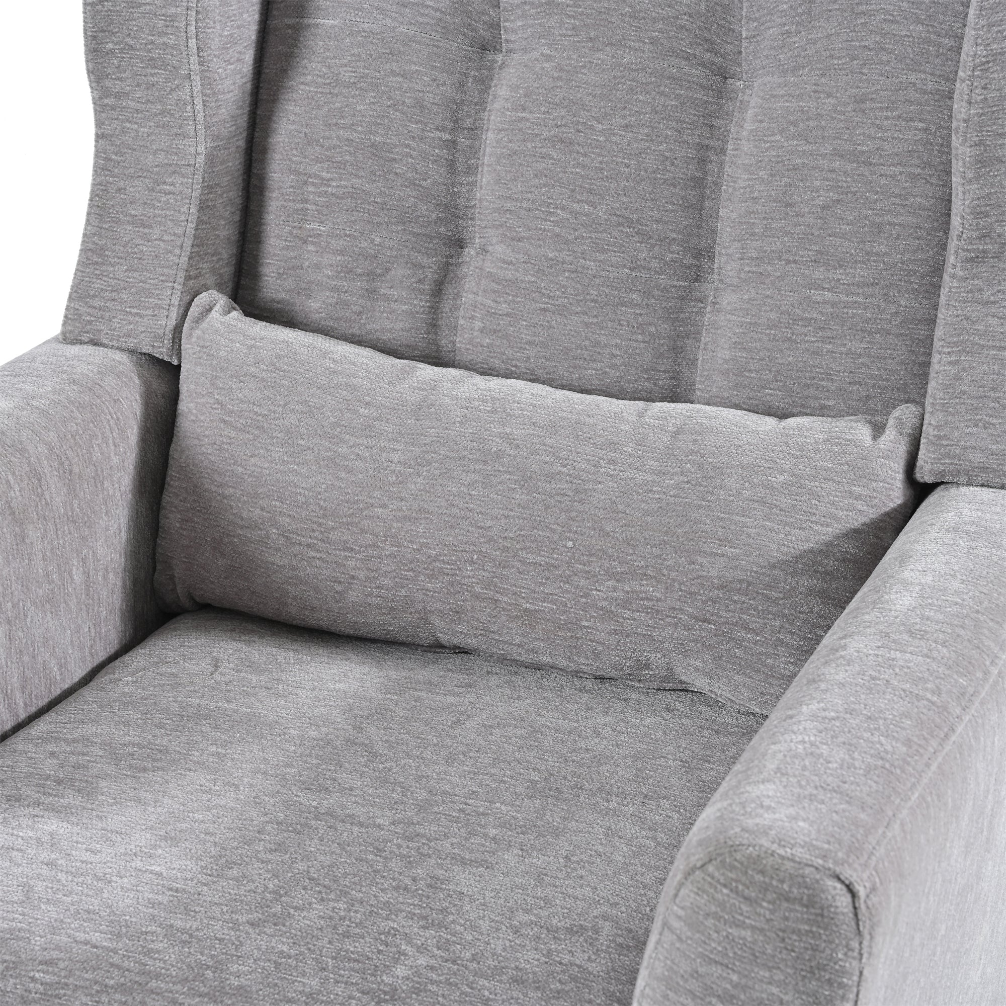 Modern Accent Chair Chenille Arm Chairs for Living Room Upholstered Comfy Soft Padded Lounge Chair with Pillow Solid Wood Leg Gray - Grand Goldman Shop