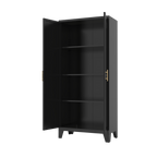 71'' 2 Shapely Doors Cabinet, Metal Storage Cabinet with Doors and Adjustable Shelves, for Bedroom, Living Room, Kitchen (Black) - Grand Goldman Shop