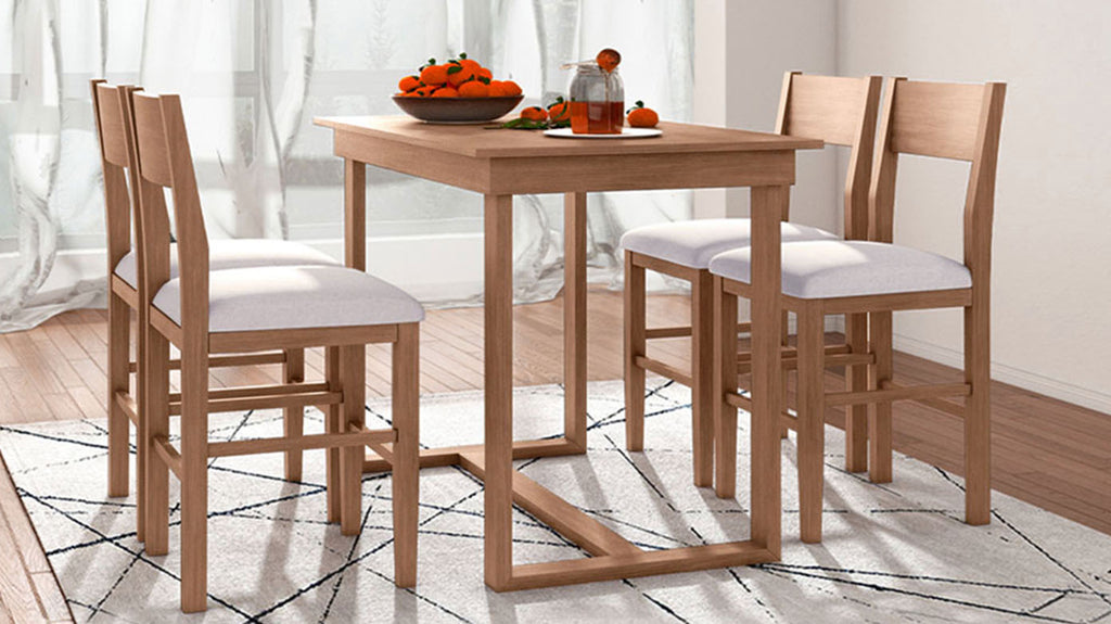 TOPMAX Farmhouse Counter Height 5-Piece Dining Table Set with 1 Rectangular Dining Table and 4 Dining Chairs for Small Places,Brown - Grand Goldman Shop