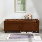 48' Ottoman Bench with Storage, Bench for Bedroom,Living Room,Hallway, Upholstered Tufted Faux Leather PU Ottoman Brown - Grand Goldman Shop