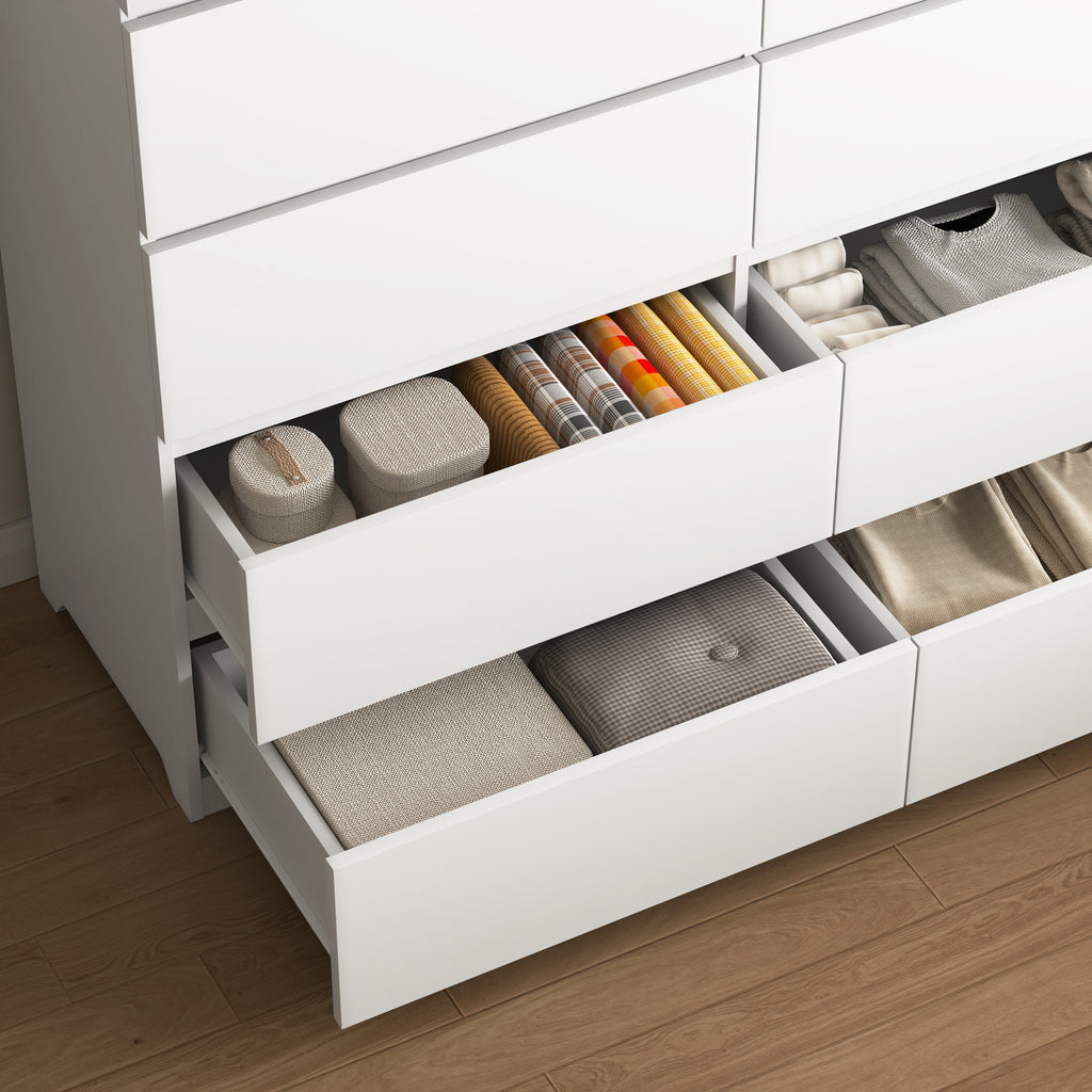 8 Drawers Dresser for Bedroom, Wood Bedroom Dresser Modern Drawer Chest, 8 Chest of Drawer, Tall Dresser for Closet, Dressers Organizer for Living Room, Closet, White - Grand Goldman Shop