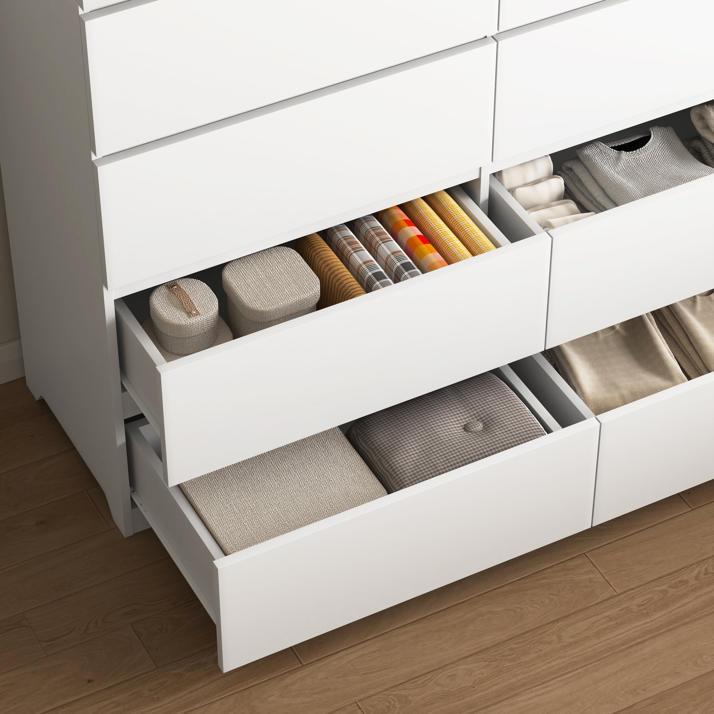 8 Drawers Dresser for Bedroom, Wood Bedroom Dresser Modern Drawer Chest, 8 Chest of Drawer, Tall Dresser for Closet, Dressers Organizer for Living Room, Closet, White - Grand Goldman Shop