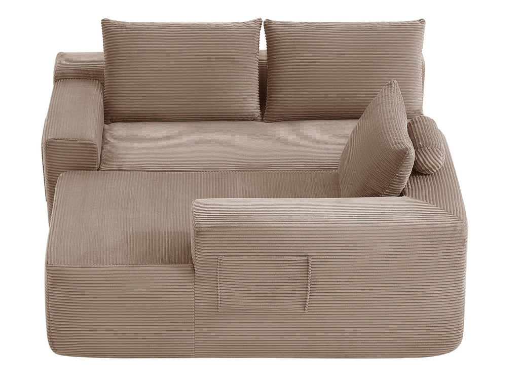 96.9' Cloud Sectional Couch with L-Shape Chaise,Modern Modular Sofa with Deep Seat, Upholstered Couches for Living Room Bedroom,No Assembly Required, (Corduroy Fabric),Camel,Right - Grand Goldman Shop