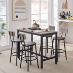 Bar Table Set with 4 Bar stools PU Soft seat with backrest, Grey, 47.24'' L x 23.62'' W x 35.43'' H - Grand Goldman Shop