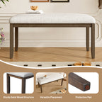 Upholstered Bench for Bedroom End of Bed,38-inch Entryway Bench for Living Room,Dining Bench with Padded Seat and Solid Wood Leg for Kitchen Bedroom,Indoor and Hallway (Bench, Beige+Brown) - Grand Goldman Shop