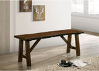 Rustic Walnut Finish 1pc Bench Only Live Edge Design Distressed Wood Seat Dining Room Furniture Solid wood Bench - Grand Goldman Shop