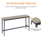Long Bar Table Set with 3 PU Upholstered Bar Stools, Industrial Bar Table and Chairs for Kitchen Breakfast Table, Living Room, Banquet Hall, Rustic Gray and Black, 63″L x15.7'W x 37.5'H - Grand Goldman Shop