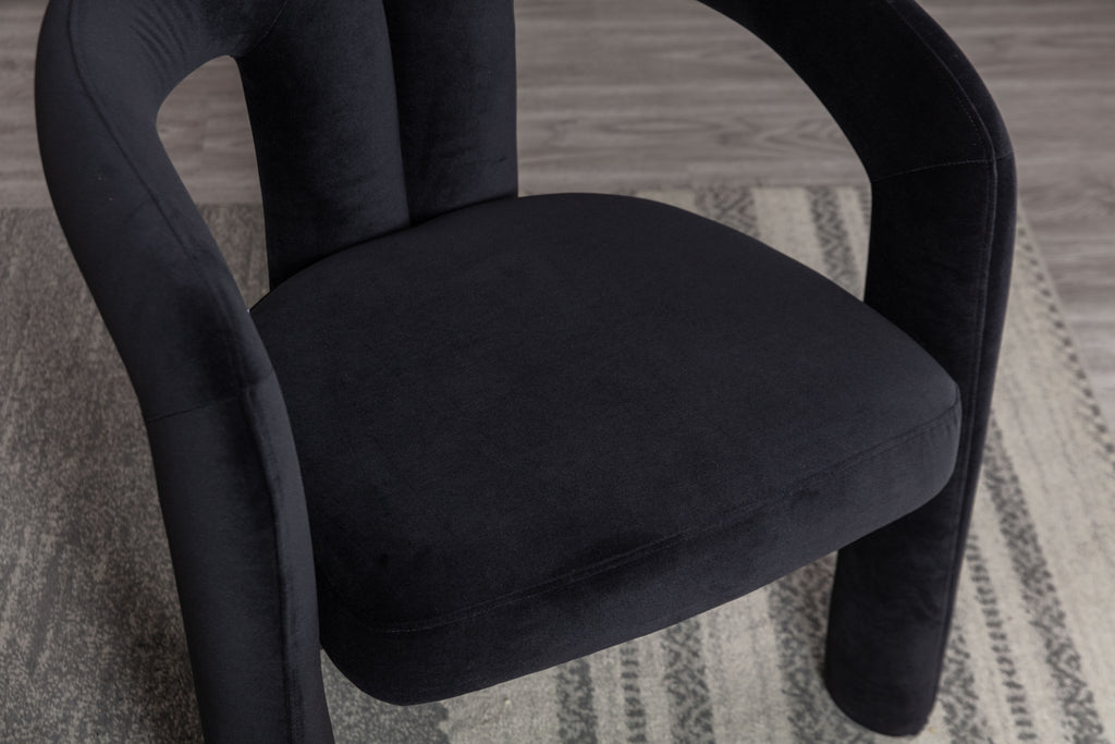Contemporary Designed Velvet Fabric Upholstered Accent/Dining Chair /Barrel Side Chairs Kitchen Armchair for Living Room set of 2 (Black Velvet) - Grand Goldman Shop