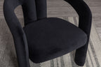 Contemporary Designed Velvet Fabric Upholstered Accent/Dining Chair /Barrel Side Chairs Kitchen Armchair for Living Room set of 2 (Black Velvet) - Grand Goldman Shop