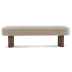 Indoor Khaki Boucle Dining Bench with Walnut Color Legs, 60.04'L Upholstered Seating for Kitchen, Dining Room and Living Space,250lbs Capacity - Grand Goldman Shop