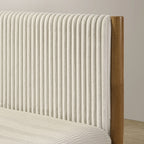 Vichy 2-Piece Rubberwood Corduroy Bedroom Set, Platform Bed with Nightstand, Queen - Grand Goldman Shop