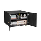 Modern Office Copier Cabinet Black 2-Door Steel Mobile Pedestal File Printer Stand | Premium Home Decor - Grand Goldman