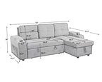 MEGA convertible corner sofa with armrest storage, living room and apartment sectional sofa, right chaise longue and grey - Grand Goldman Shop