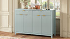 U_STYLE Modern 55.1'' Sideboard Buffet Cabinet with 2 Drawers & 4 Doors, Adjustable Shelves, Wave-Pattern Design, Aluminum Handles, Painted MDF, Scandinavian Storage for Dining Room, Living Room - Grand Goldman Shop