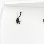 Minimalist Corner Hall Tree with Shoe Bench, Versatile Entryway Coat Rack with 4 Hooks, Corner Cabinet with Adjustable Shelf for Hallway, Living Room, White, 29.5''W*71.6''H (OLD SKU: N721P189665K) - Grand Goldman Shop