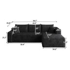 95' Cloud Sectional Sofa,Modern Minimalist Upholstered Couches, Comfort U Shaped Sofa for Living Room,Deep Seat Corner Couch,No Assembly Required,Black (Plush Corduroy Fabric) - Grand Goldman Shop