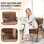 Mid-Century Modern Wingback Accent Chair with Solid Wood Frame and Extra-Thick Backrest – Lounge Chair for Living Room, Bedroom, or Reading Room - Grand Goldman Shop