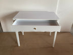 White 35.43' Vanity Desk with Drawer – Modern Makeup Table with Scalloped Front & Gold Knob, Compact Writing Desk with 4 Sturdy Legs for Bedroom, Small Home Office & Apartment Spaces - Grand Goldman Shop