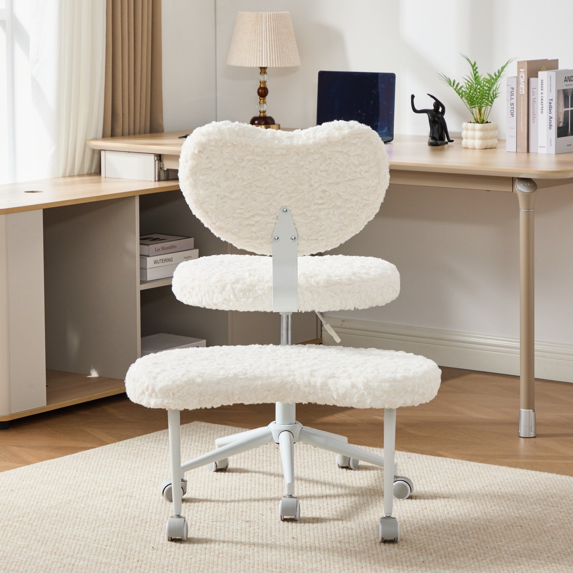 Artificial rabbit hair Meditation Chair Plus, Cross Legged Chair with Wheels, ADHD Chair, Criss Cross Desk Chair with Lumbar 