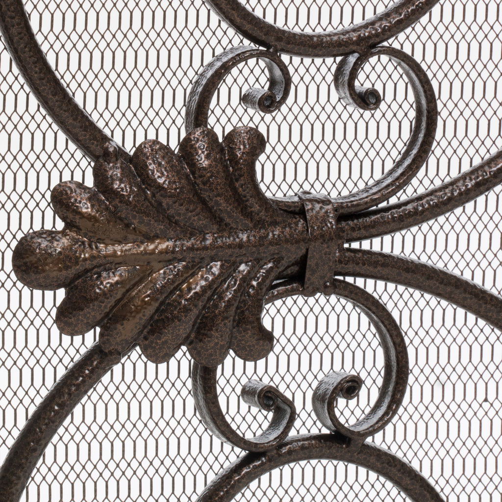 Darcie Wrought Iron Fireplace Screen Gold Finish Ornate Design 44.5 x 9.75 x 35 inches - Grand Goldman Shop