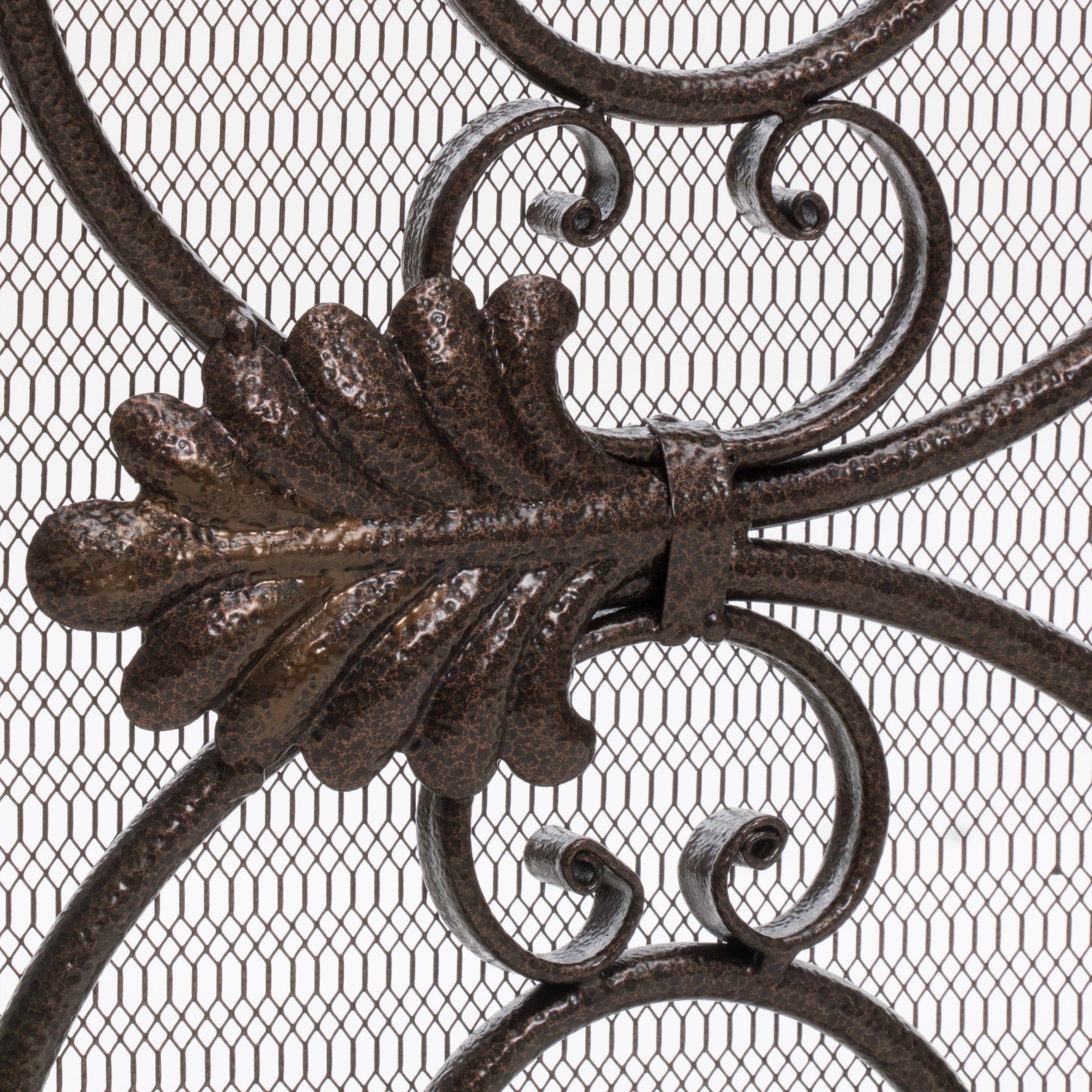 Darcie Wrought Iron Fireplace Screen Gold Finish Ornate Design 44.5 x 9.75 x 35 inches - Grand Goldman Shop