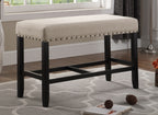Biony Fabric Counter Height Dining Bench with Nailhead Trim, Tan - Grand Goldman Shop