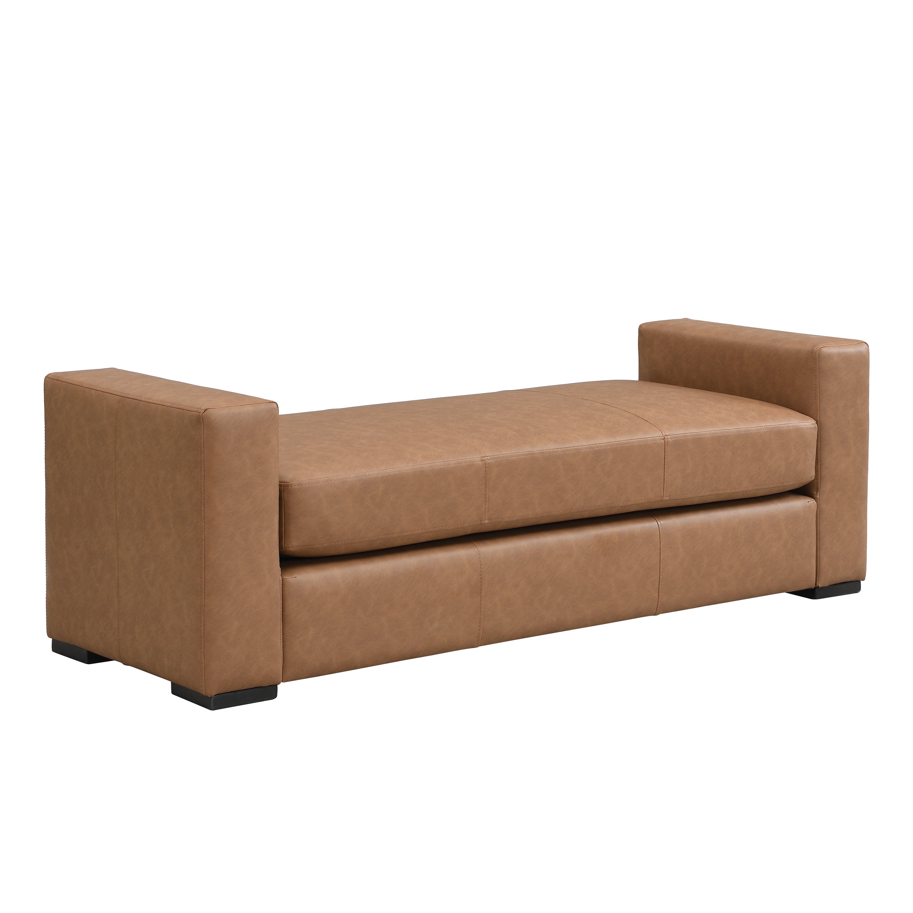Stylish and Durable Brown Faux Leather Ottoman - Grand Goldman Shop