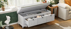 TREXM Classic Shoe Bench with Cushion and Three Drawers, Fluted Entryway Bench with Storage for Living Room, Entryway, and Hallways (Light Gray, OLD SKU: N715P207812E ) - Grand Goldman Shop