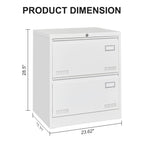 White Metal Lateral File Cabinet with Lock, 3 Drawers for Office/Home, Anti-Tip Design - Grand Goldman
