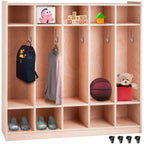 Coat Locker, 5-Section Daycare Cubby Coat Rack 48x12x48 inch, Classroom Coat Locker and Backpack Hanger, with 5 Hooks and Sto