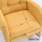 LY-5104 Yellow  Accent Rocking  Chair with  Footrest High Back Rubber Wood Rocking Legs Bedroom Living Space   26.77D X 38.36W X 39.76H Inch - Grand Goldman Shop