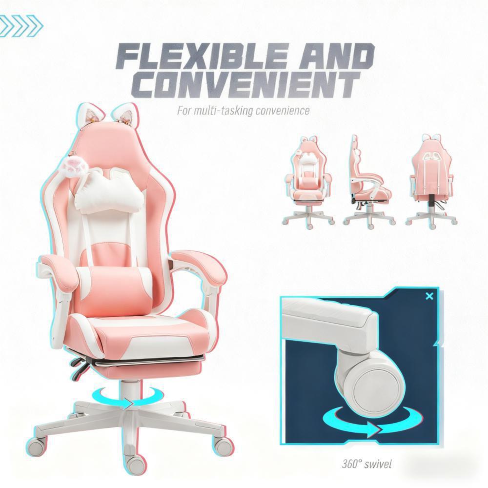Gaming Chair with Footrest,Racing Gamer Chair, Headrest and Lumbar Support, For Home and Office - Grand Goldman