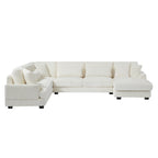 Modern Oversized U-shaped Sectional Sofa with Chaise Lounge in Beige Corduroy, 129' - Grand Goldman Shop