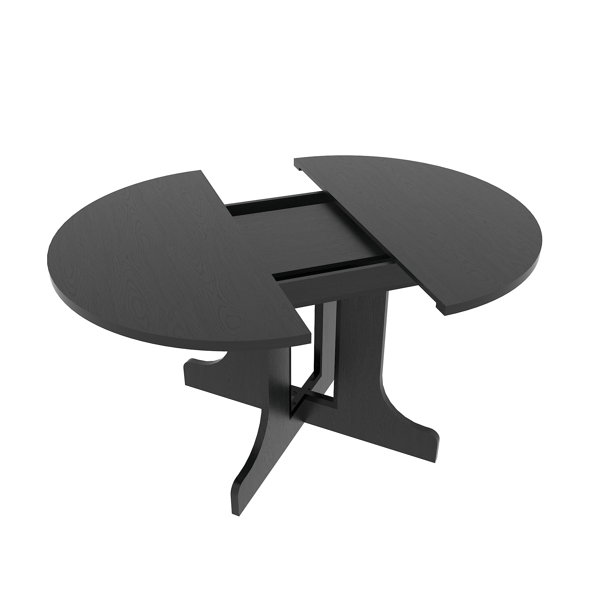 Farmhouse Kitchen Dining Table 59x43 Inch Expandable Oval Top with Removable Leaf Black MDF - Grand Goldman Shop