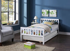 Twin Bed with Trundle, Platform Bed Frame with Headboard and Footboard, for Bedroom Small Living Space,No Box Spring Needed,White - Grand Goldman Shop
