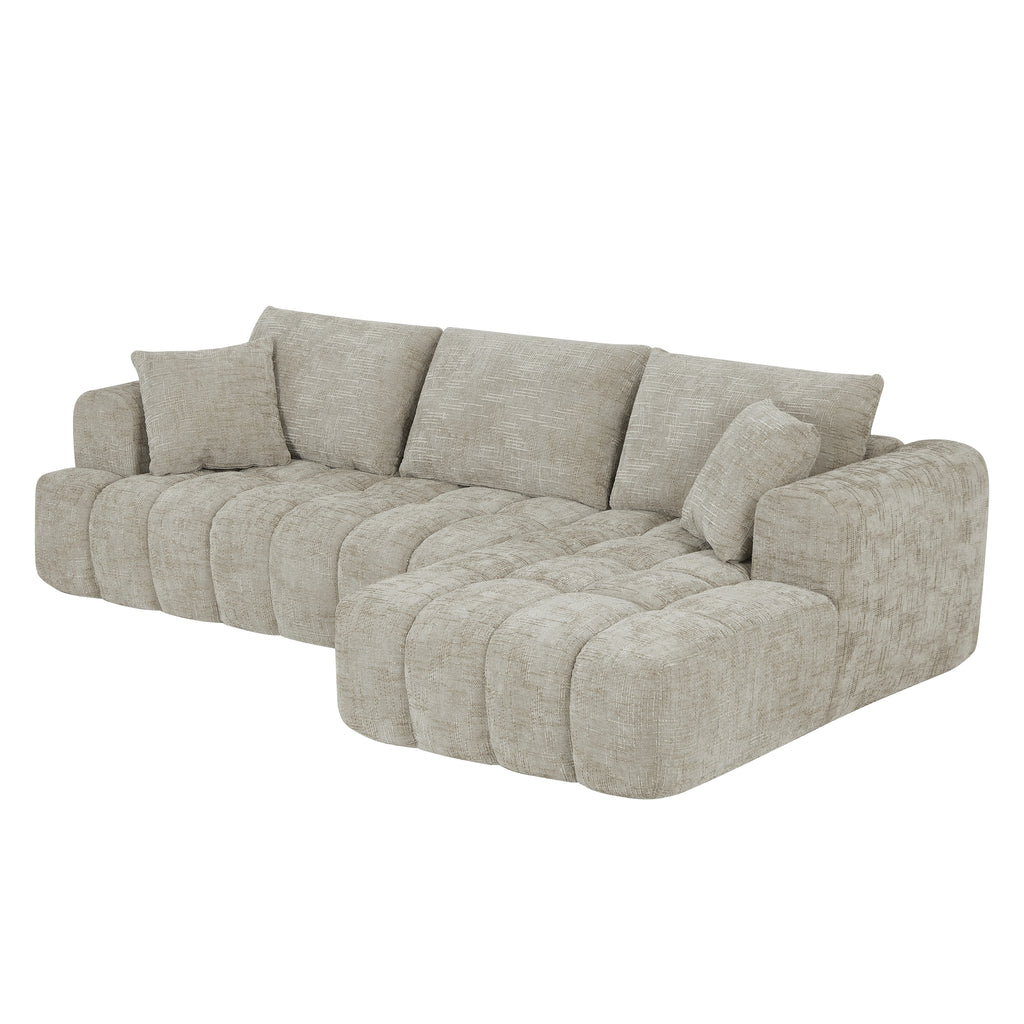Chenille L-Shape Luxury Sectional Oversized Sofa,Mnimalist Design,Comfy Sleeper Couch for Living Room,Apartment&Reception Spaces,No Assembly Required - Grand Goldman Shop
