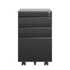 Black Metal 3 Drawer Mobile File Cabinet with Lock for Home Office Organizer, Fully Assembled | Premium Home Decor - Grand Go