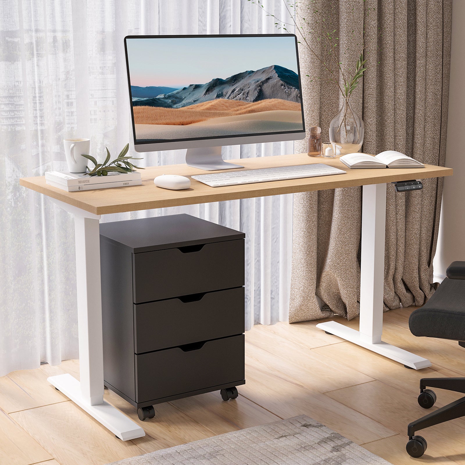 3-Drawer Vertical Filing Cabinet Rolling Wood Mobile File Cabinets Under Desk for Home Office with Casters(Non-Assembled) - G