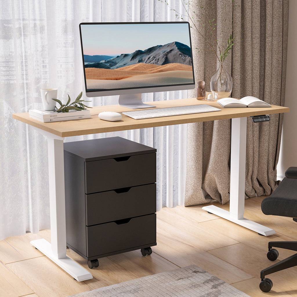 3-Drawer Vertical Filing Cabinet Rolling Wood Mobile File Cabinets Under Desk for Home Office with Casters (Fully Assembled) 