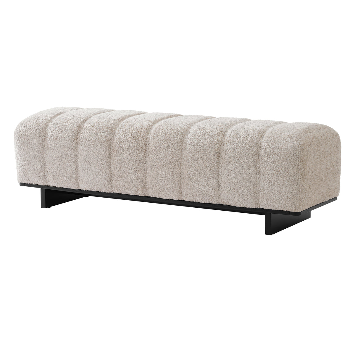 Indoor Dining Bench, Beige Faux Fur Fabric Bench with Rubber Wood Legs , 250lbs, Comfortable Seating for Dining Room/Living Area - Grand Goldman Shop