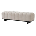 Indoor Dining Bench, Beige Faux Fur Fabric Bench with Rubber Wood Legs , 250lbs, Comfortable Seating for Dining Room/Living Area - Grand Goldman Shop