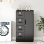 Metal Storage Vertical Filing Cabinet with Lock, Steel File Locker with 4 Drawers and 1 door for School, Living Room, Bedroom