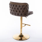 A&A Furniture,Swivel Barstools Adjusatble Seat Height, Modern PU Upholstered Bar Stools with  the whole Back Tufted, for Home Pub and Kitchen Island（Brown, Set of 2） - Grand Goldman Shop