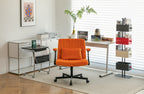 Orange Velvet Criss Cross Armrest Office Chair with Wheels - Stylish for Home Office, Gaming & Makeup | Premium Home Decor - 
