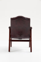 Leather Reception Guest Chairs  W/Padded Seat and Arms Ergonomic Mid-Back Office Executive Side Chair for Meeting Waiting Roo
