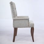 Upholstered Chenille Fabric Accent Dining Chair, Curved Solid Wood Legs, Elegant Tufted Club Dining Room Kitchen Room Arm Dining Chair, Single Pack,Beige,SW1895BG - Grand Goldman Shop