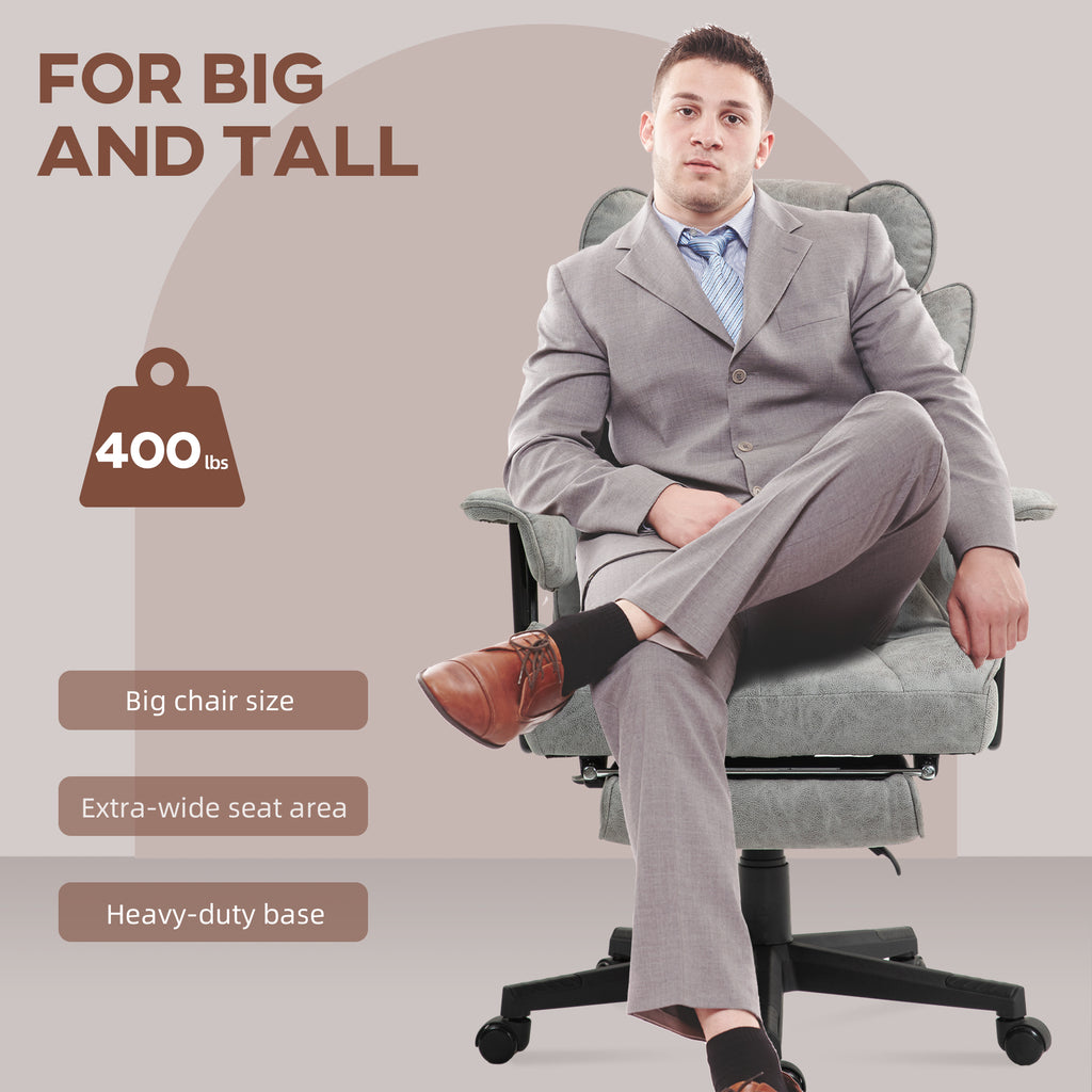 HOMCOM Executive Office Chair, 400LBS Big and Tall Office Chair with Foot Rest, Microfiber Computer Desk Chair with Lumbar Su